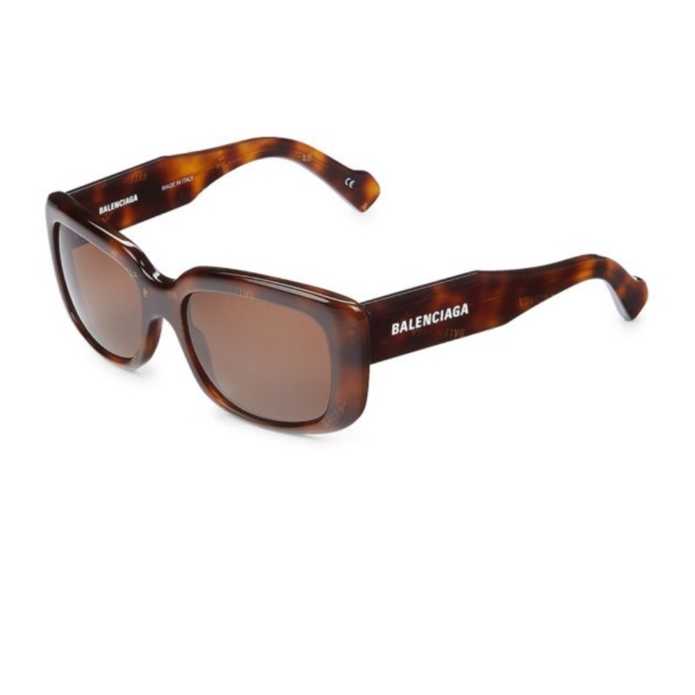 Balenciaga Tortoise Shell 56MM Square D-Frame Sunglasses